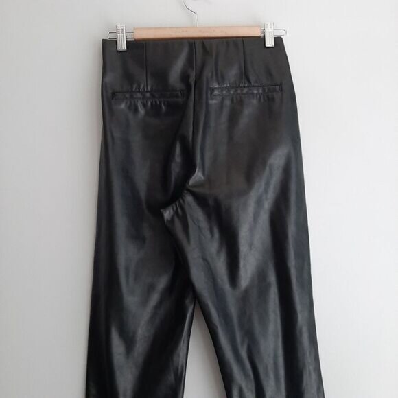OLD NAVY Faux Leather Skinny Pants Extra High-Waisted Black Ankle Zip Sz 4 Tall - Picture 10 of 14